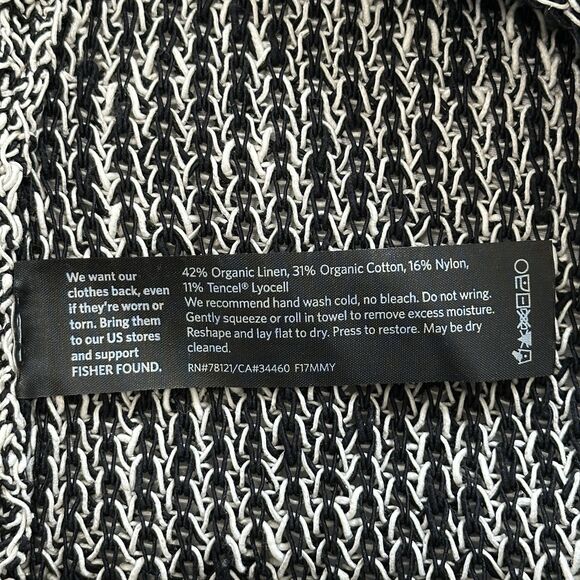 Eileen Fisher Melange Organic Linen Grain Jacket Small Cardigan Black White Snap - Picture 13 of 13